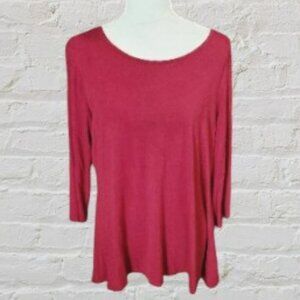 Intro ❤️Red Stretch Tunic Long Sleeve Casual Top in Size Large